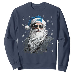 Vintage Detroit Football Christmas Sweatshirt Retro Santa Lions Fan Game Day TS10 Navy Print Your Wear