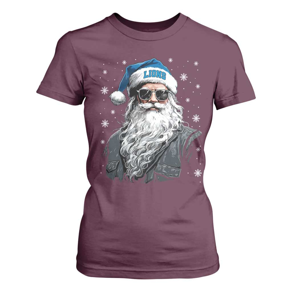 Vintage DFL Christmas T Shirt For Women Retro Santa Lions Fan Game Day TS10 Maroon Print Your Wear
