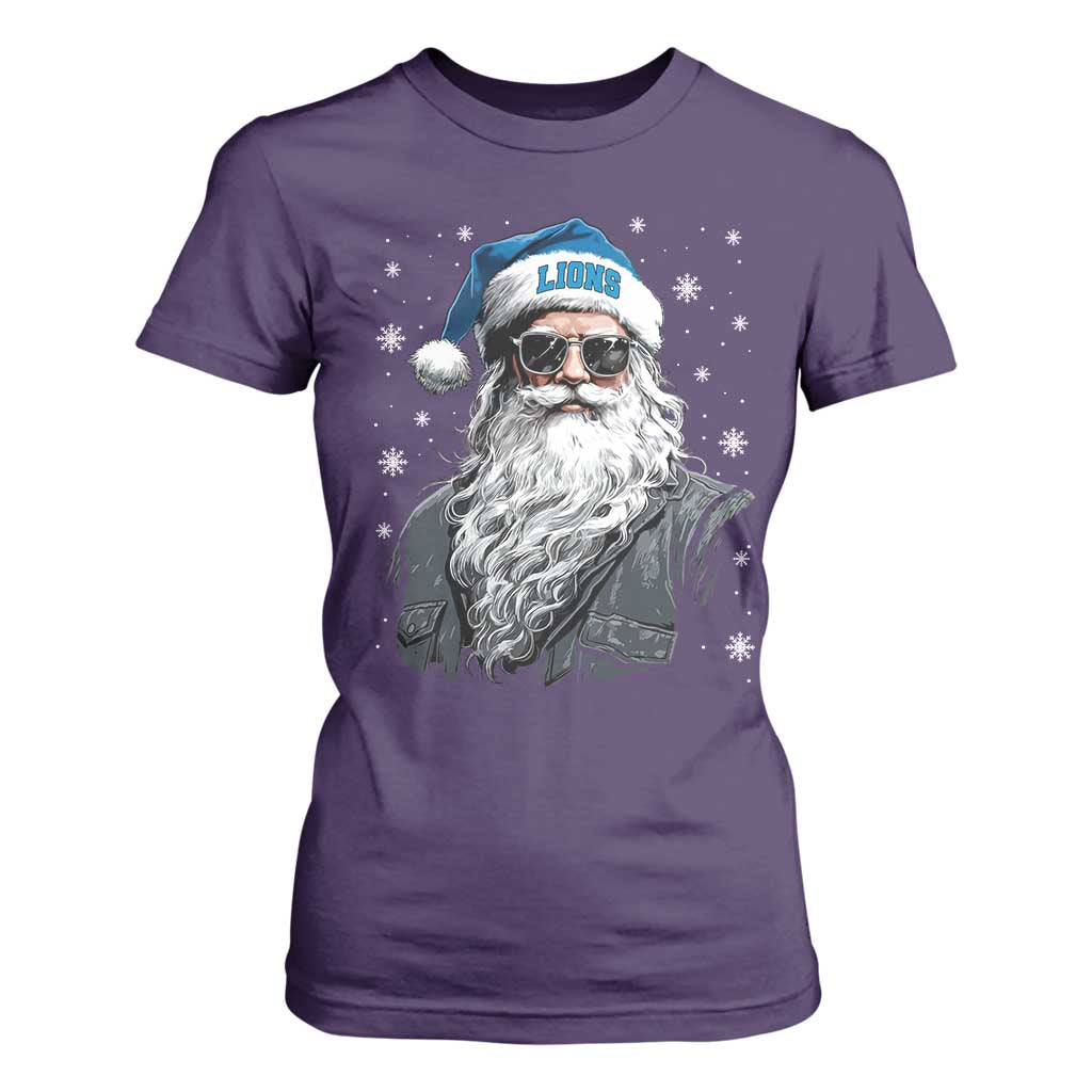 Vintage DFL Christmas T Shirt For Women Retro Santa Lions Fan Game Day TS10 Purple Print Your Wear