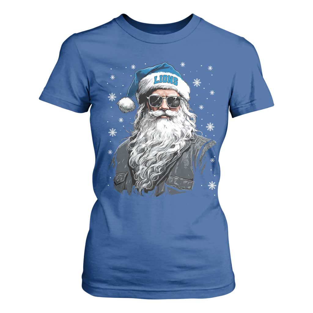 Vintage DFL Christmas T Shirt For Women Retro Santa Lions Fan Game Day TS10 Royal Blue Print Your Wear