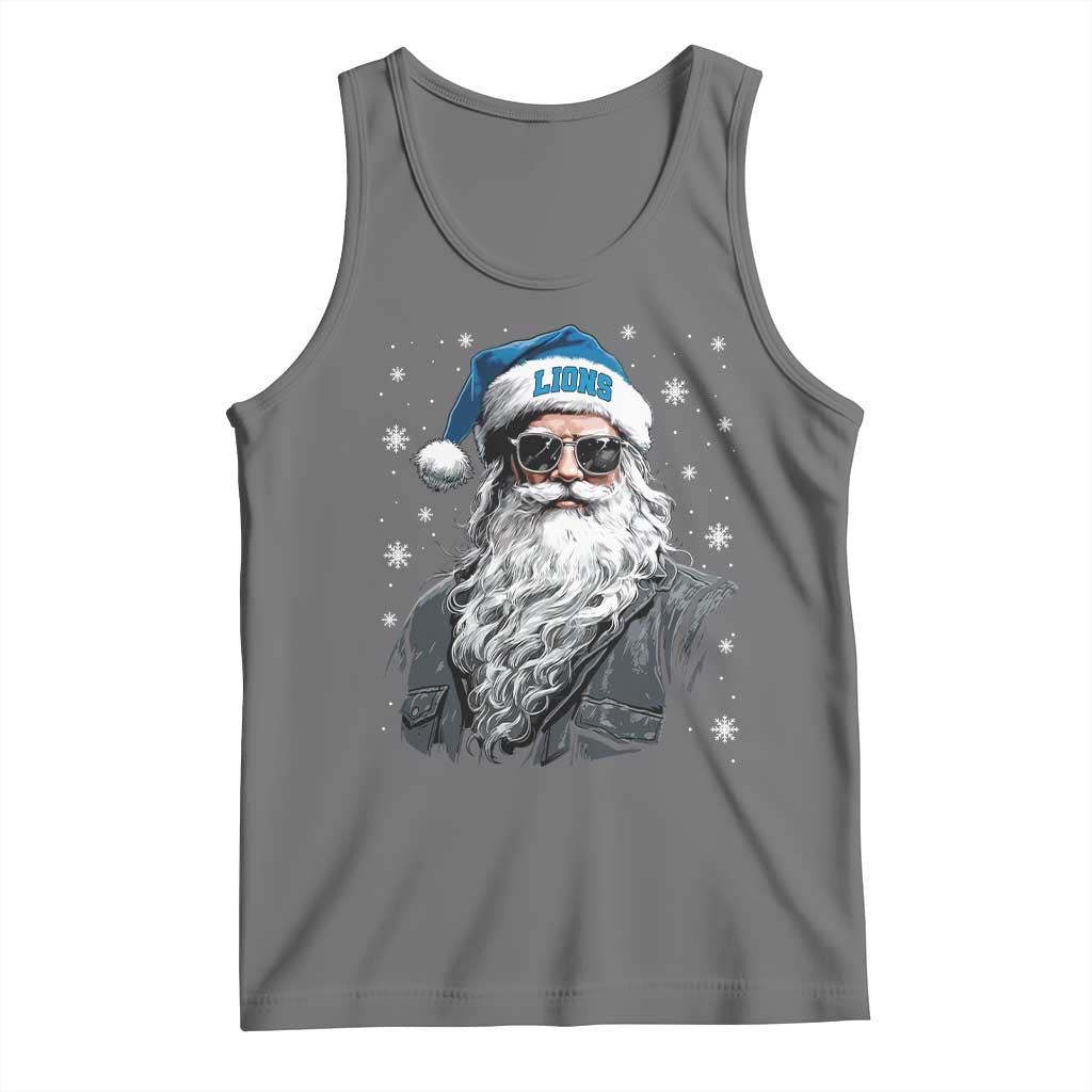 Vintage DFL Christmas Tank Top Retro Santa Lions Fan Game Day TS10 Black Heather Print Your Wear
