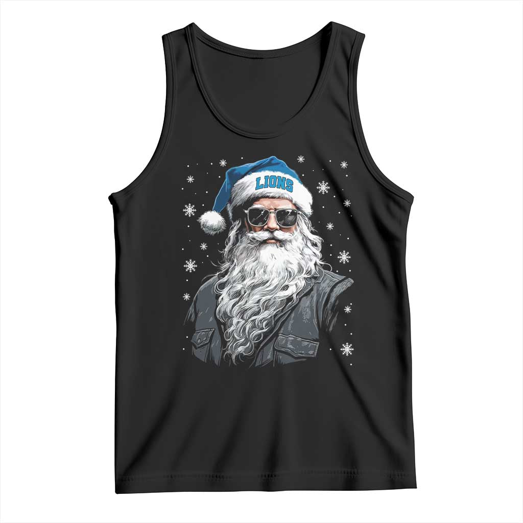Vintage DFL Christmas Tank Top Retro Santa Lions Fan Game Day TS10 Black Print Your Wear