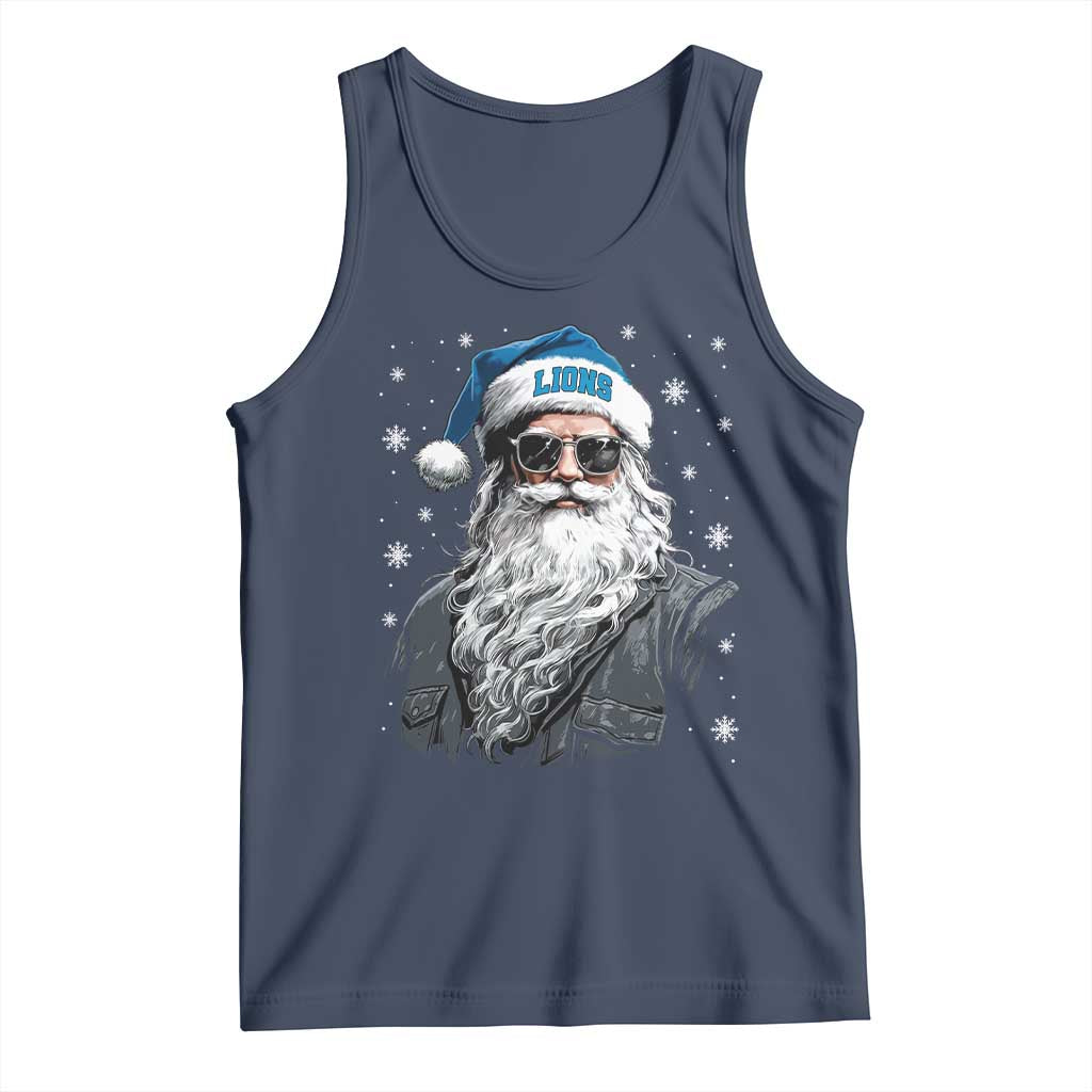 Vintage DFL Christmas Tank Top Retro Santa Lions Fan Game Day TS10 Navy Print Your Wear