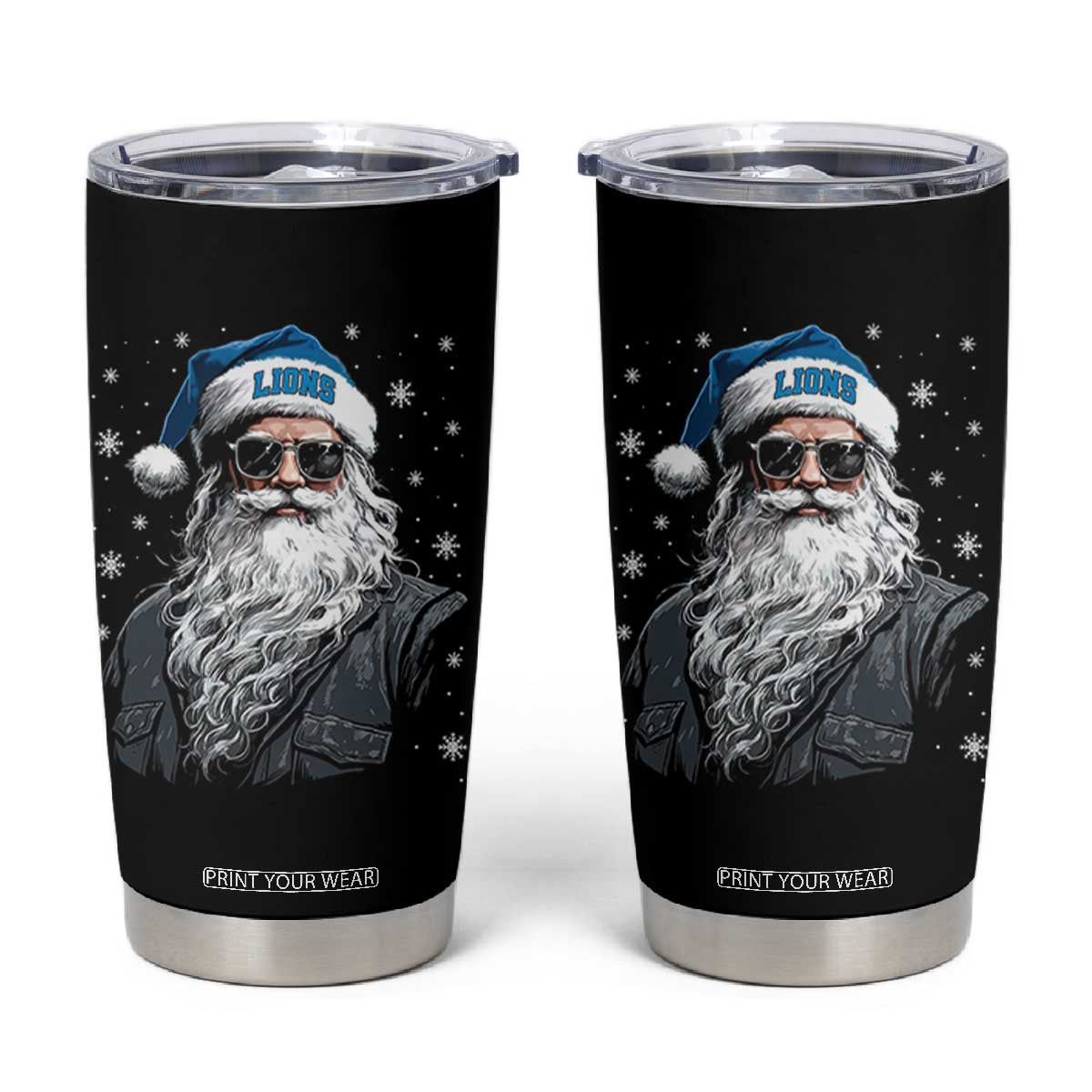 Vintage Detroit Football Christmas Tumbler Cup Retro Santa Lions Fan Game Day TS10 Black Print Your Wear
