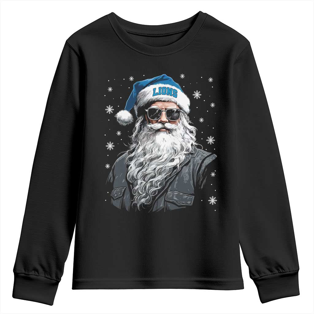 Vintage DFL Christmas Youth Sweatshirt Retro Santa Lions Fan Game Day TS10 Black Print Your Wear
