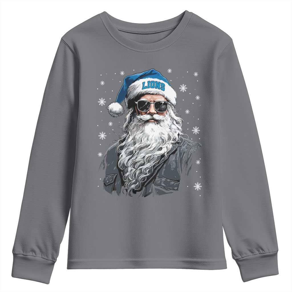 Vintage DFL Christmas Youth Sweatshirt Retro Santa Lions Fan Game Day TS10 Charcoal Print Your Wear