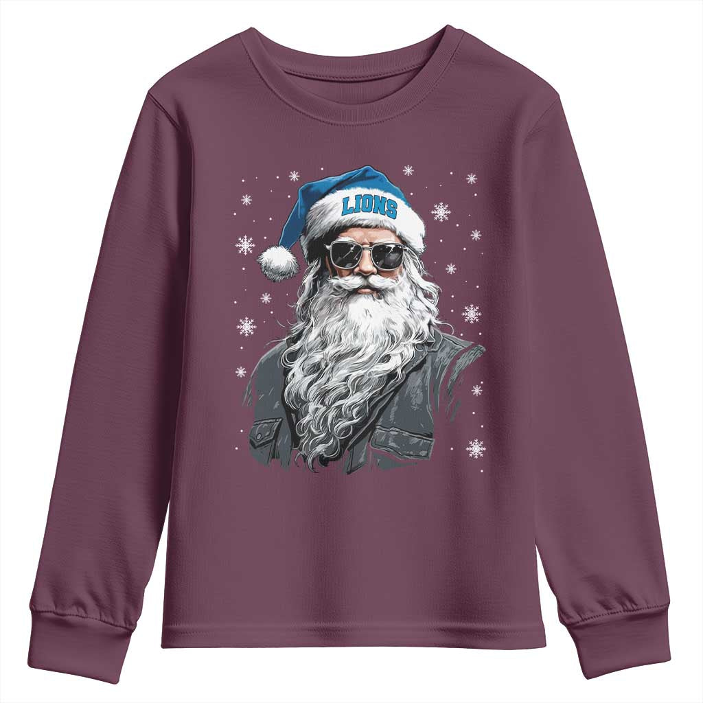 Vintage DFL Christmas Youth Sweatshirt Retro Santa Lions Fan Game Day TS10 Maroon Print Your Wear