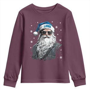 Vintage DFL Christmas Youth Sweatshirt Retro Santa Lions Fan Game Day TS10 Maroon Print Your Wear