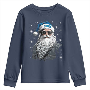 Vintage DFL Christmas Youth Sweatshirt Retro Santa Lions Fan Game Day TS10 Navy Print Your Wear