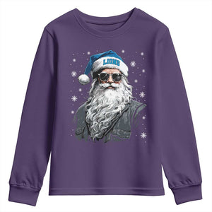 Vintage DFL Christmas Youth Sweatshirt Retro Santa Lions Fan Game Day TS10 Purple Print Your Wear
