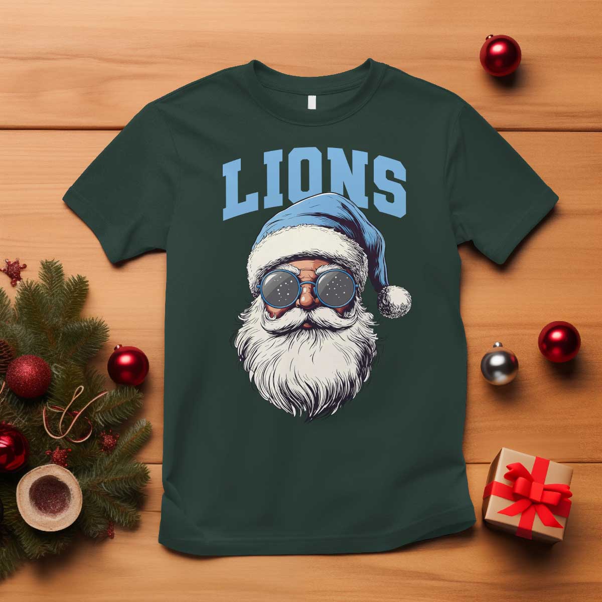 LF Football Christmas T Shirt Vintage Santa Claus Face Game Day TS10 Dark Forest Green Print Your Wear