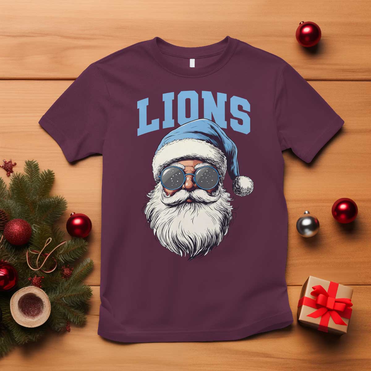 LF Football Christmas T Shirt Vintage Santa Claus Face Game Day TS10 Maroon Print Your Wear