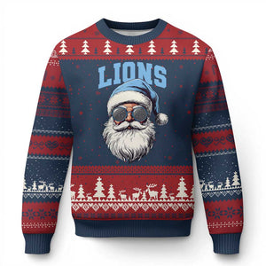 LF Football Christmas Ugly Christmas Sweater Vintage Santa Claus Face Game Day TS10 Navy Red Print Your Wear