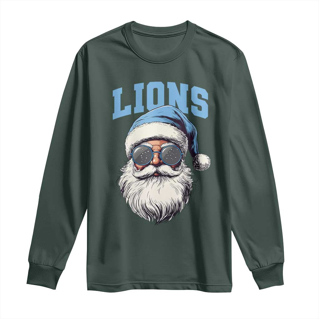 LF Football Christmas Long Sleeve Shirt Vintage Santa Claus Face Game Day TS10 Dark Forest Green Print Your Wear
