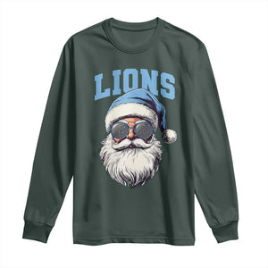 LF Football Christmas Long Sleeve Shirt Vintage Santa Claus Face Game Day TS10 Dark Forest Green Print Your Wear