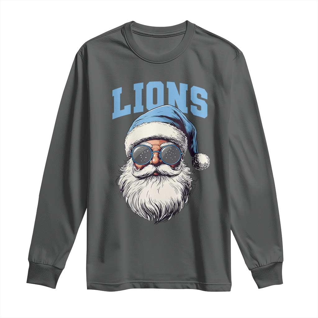 LF Football Christmas Long Sleeve Shirt Vintage Santa Claus Face Game Day TS10 Dark Heather Print Your Wear