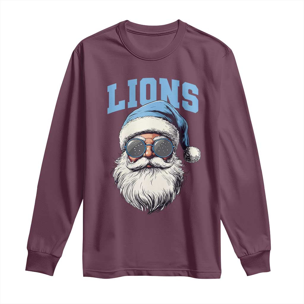 LF Football Christmas Long Sleeve Shirt Vintage Santa Claus Face Game Day TS10 Maroon Print Your Wear
