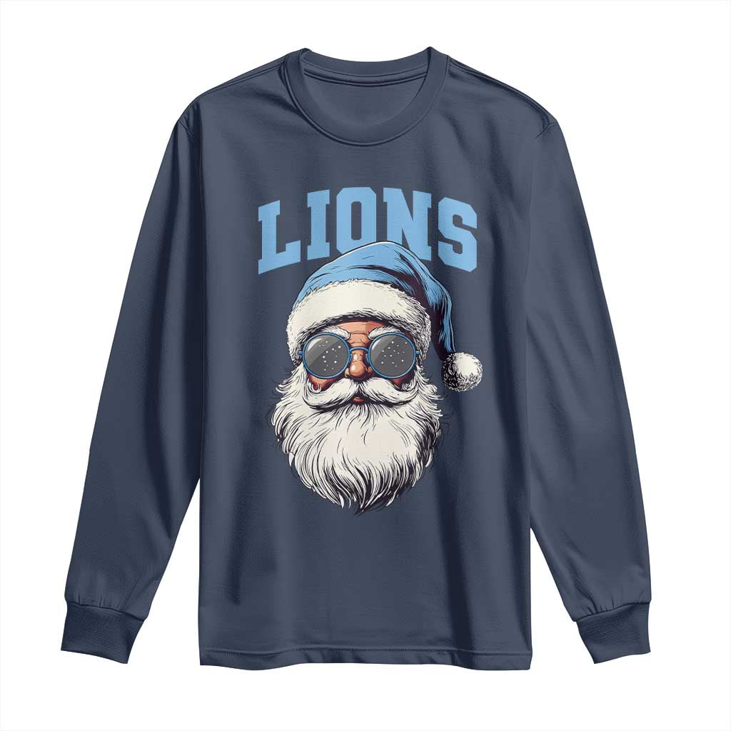 LF Football Christmas Long Sleeve Shirt Vintage Santa Claus Face Game Day TS10 Navy Print Your Wear