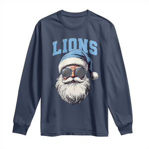 LF Football Christmas Long Sleeve Shirt Vintage Santa Claus Face Game Day TS10 Navy Print Your Wear