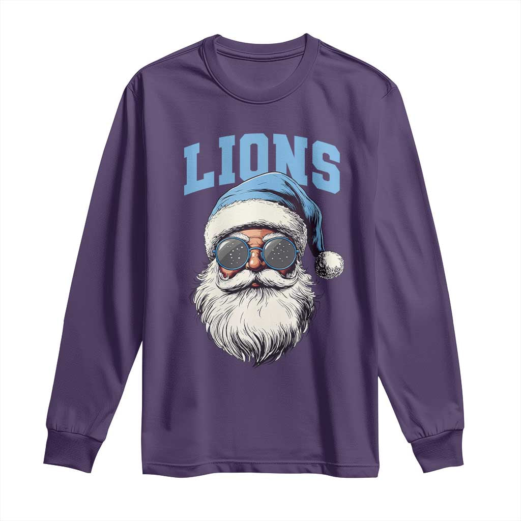 LF Football Christmas Long Sleeve Shirt Vintage Santa Claus Face Game Day TS10 Purple Print Your Wear