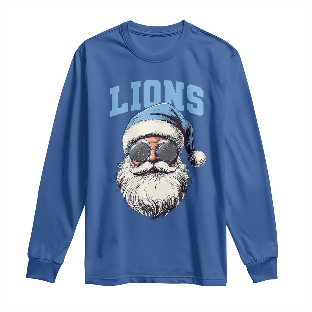 LF Football Christmas Long Sleeve Shirt Vintage Santa Claus Face Game Day TS10 Royal Blue Print Your Wear