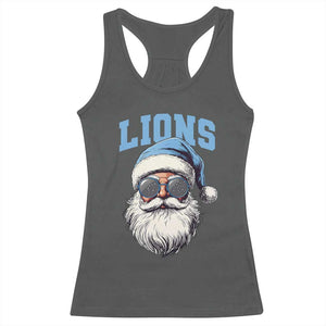 LF Football Christmas Racerback Tank Top Vintage Santa Claus Face Game Day TS10 Dark Heather Print Your Wear
