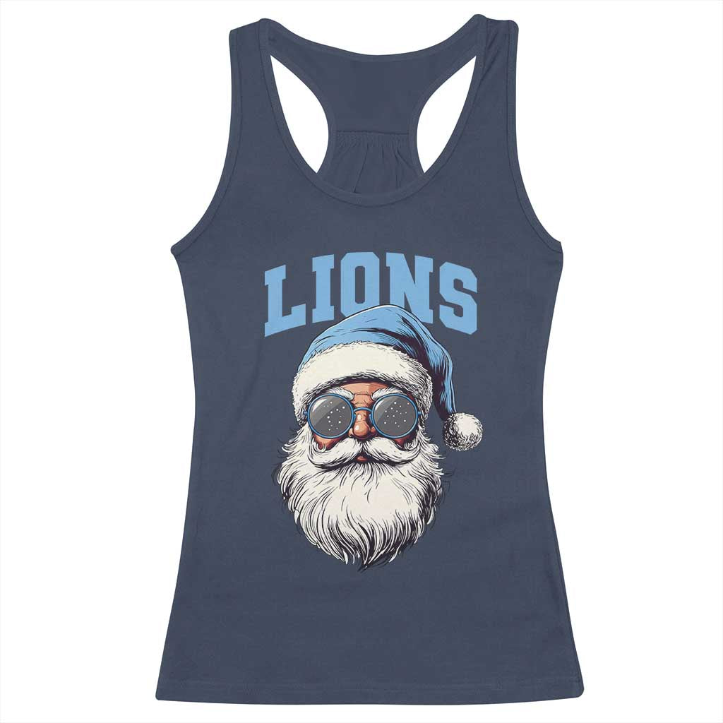 LF Football Christmas Racerback Tank Top Vintage Santa Claus Face Game Day TS10 Navy Print Your Wear