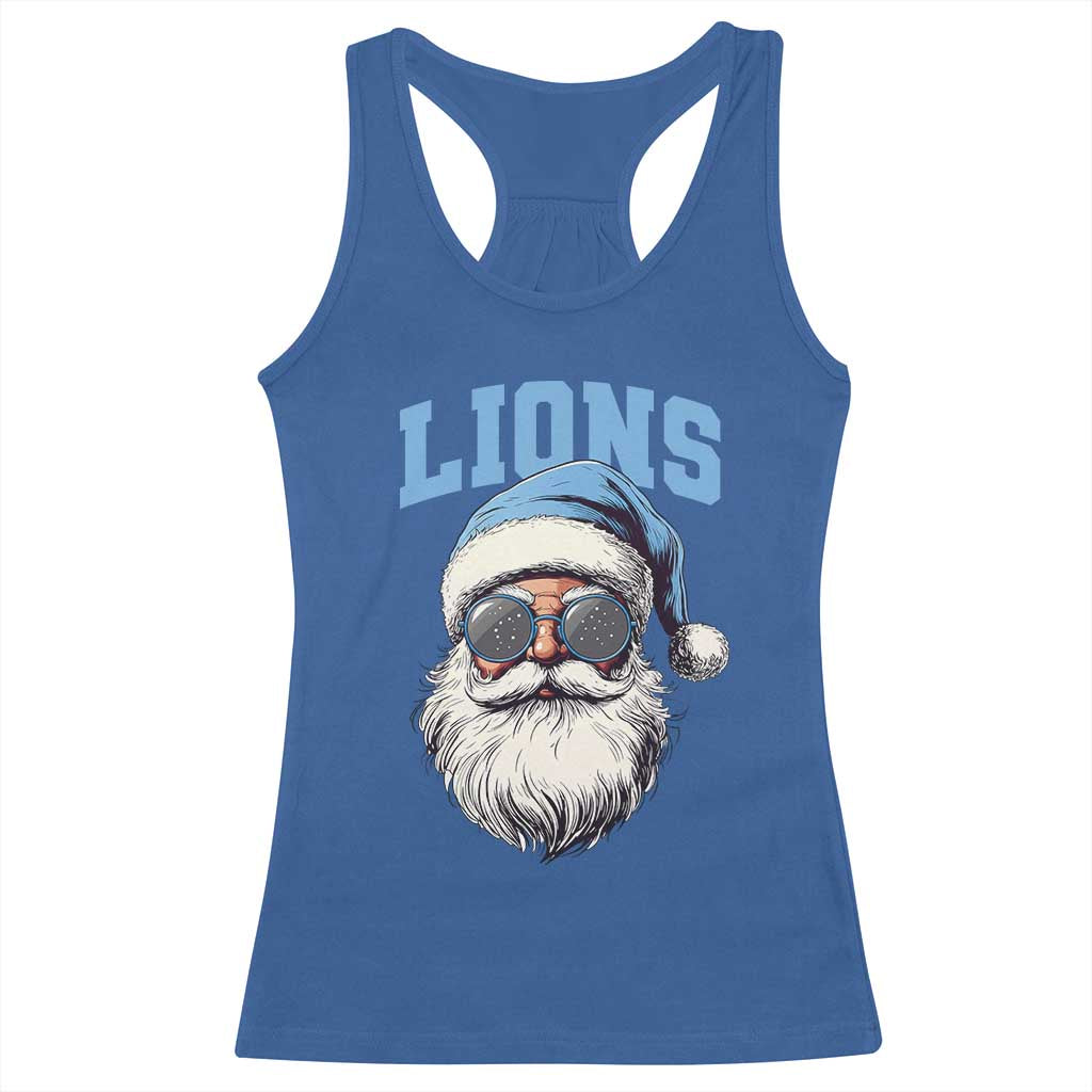 LF Football Christmas Racerback Tank Top Vintage Santa Claus Face Game Day TS10 Royal Blue Print Your Wear