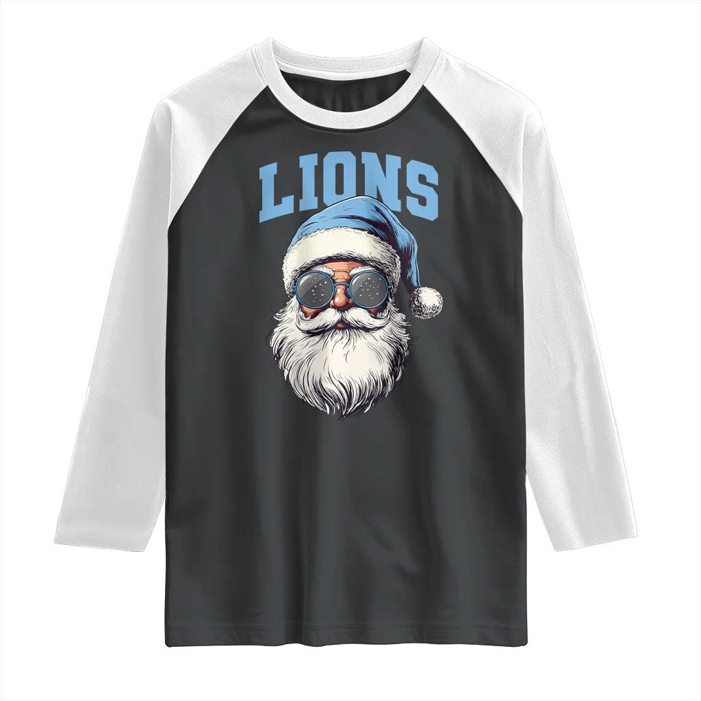 LF Football Christmas Raglan Shirt Vintage Santa Claus Face Game Day TS10 Black White Print Your Wear