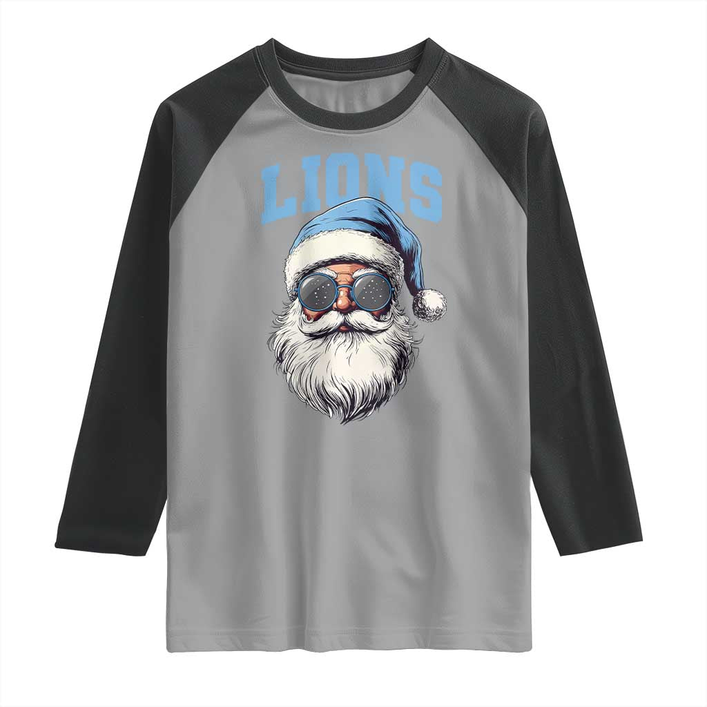 LF Football Christmas Raglan Shirt Vintage Santa Claus Face Game Day TS10 Sport Gray Black Print Your Wear