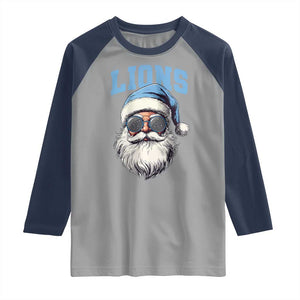 LF Football Christmas Raglan Shirt Vintage Santa Claus Face Game Day TS10 Sport Gray Navy Print Your Wear