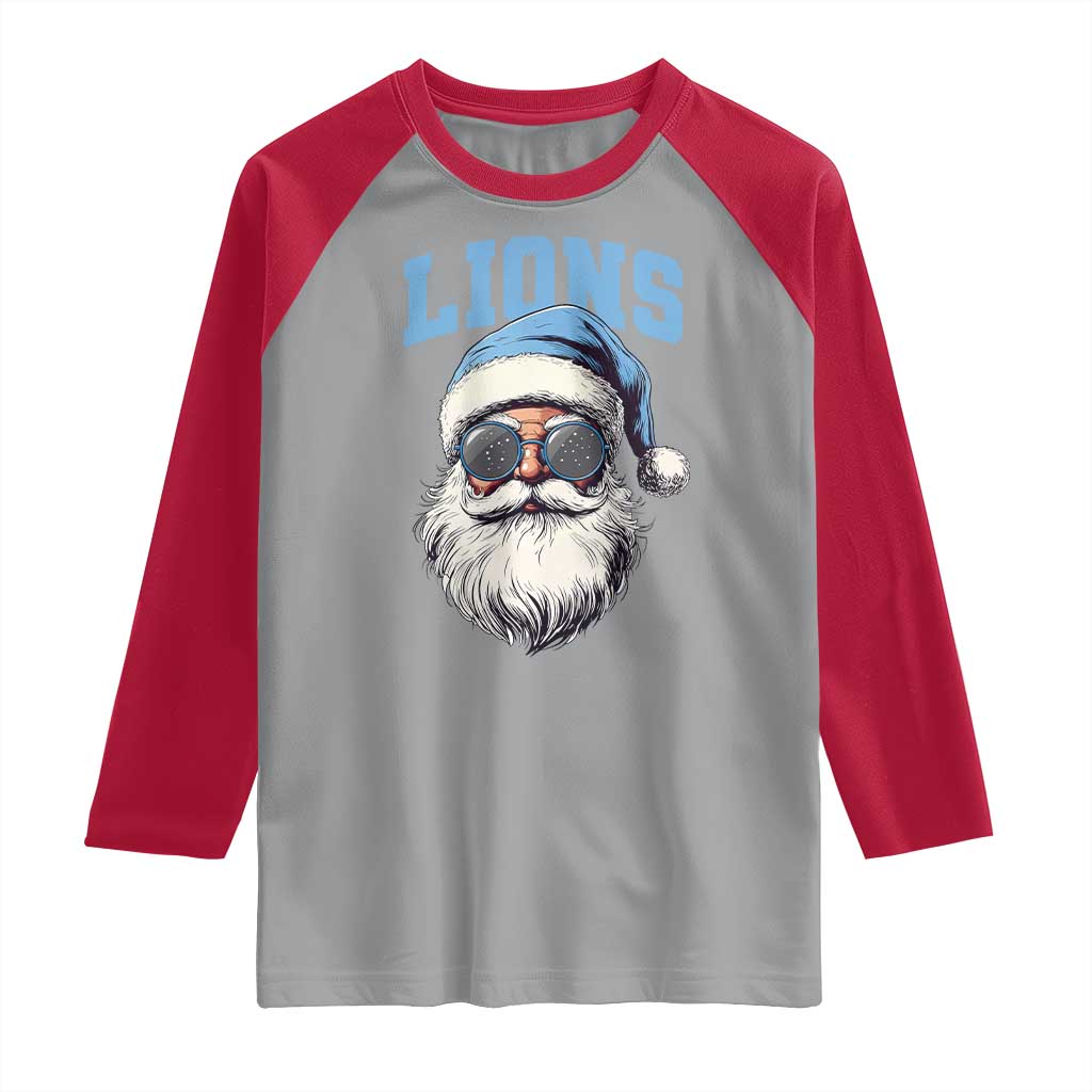 LF Football Christmas Raglan Shirt Vintage Santa Claus Face Game Day TS10 Sport Gray Red Print Your Wear