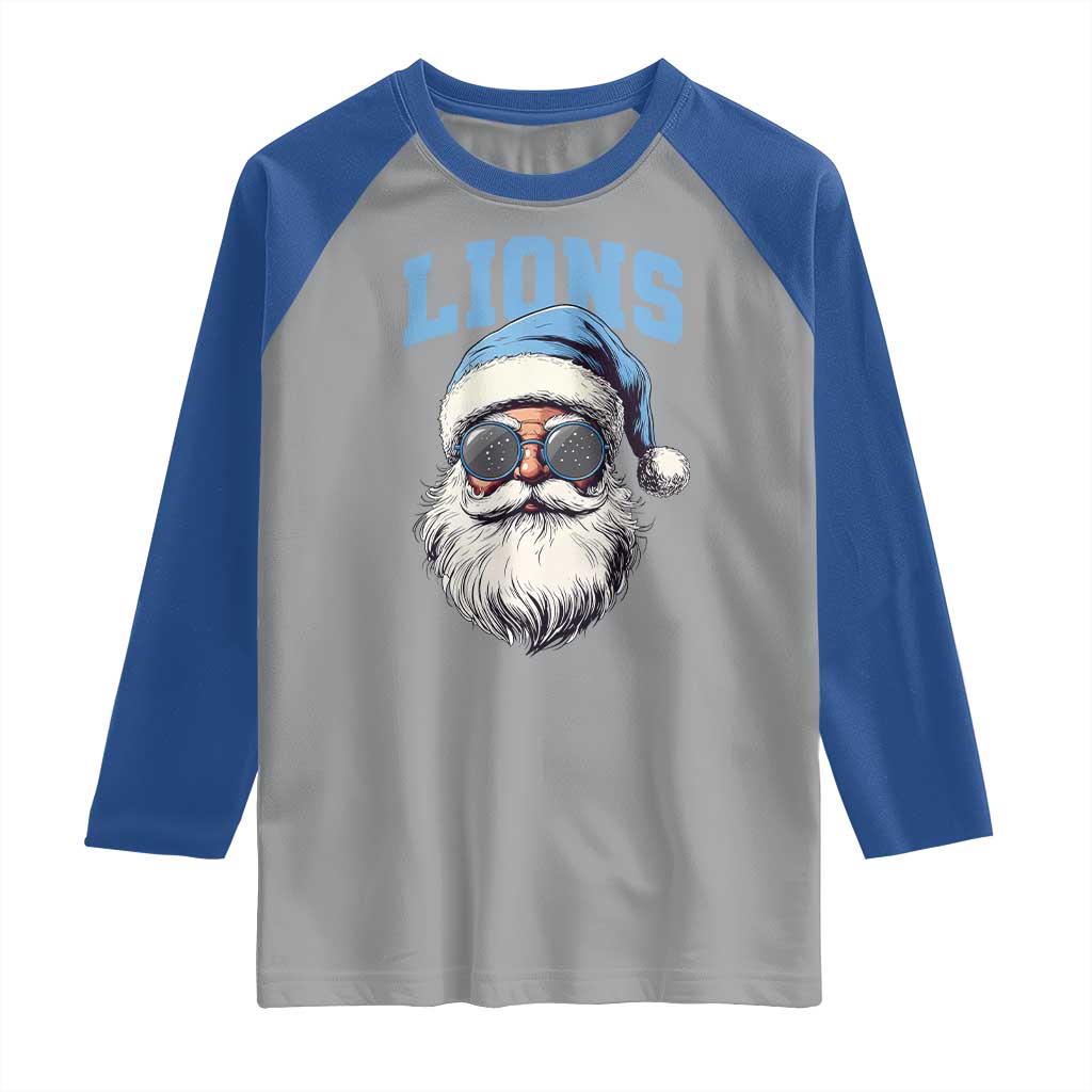 LF Football Christmas Raglan Shirt Vintage Santa Claus Face Game Day TS10 Sport Gray Royal Print Your Wear