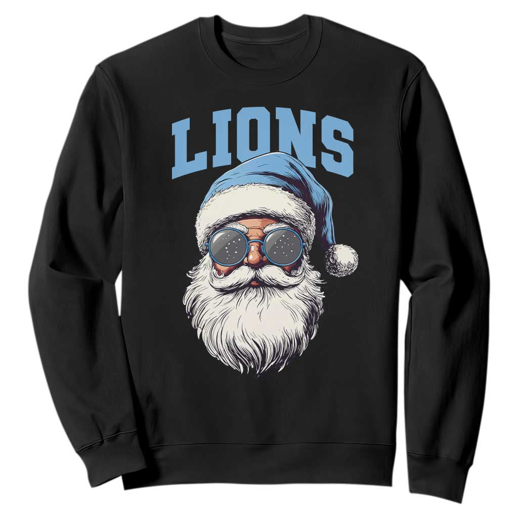 Detroit Football Christmas Sweatshirt Vintage Santa Claus Face Game Day TS10 Black Print Your Wear
