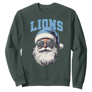 Detroit Football Christmas Sweatshirt Vintage Santa Claus Face Game Day TS10 Dark Forest Green Print Your Wear