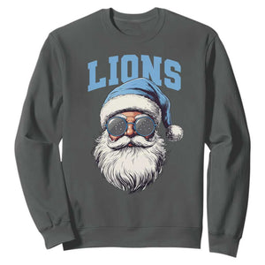 Detroit Football Christmas Sweatshirt Vintage Santa Claus Face Game Day TS10 Dark Heather Print Your Wear