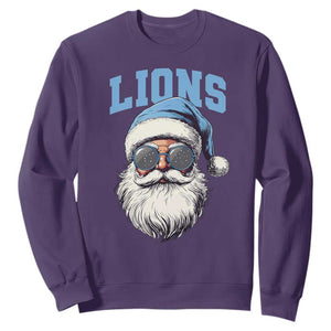 Detroit Football Christmas Sweatshirt Vintage Santa Claus Face Game Day TS10 Purple Print Your Wear