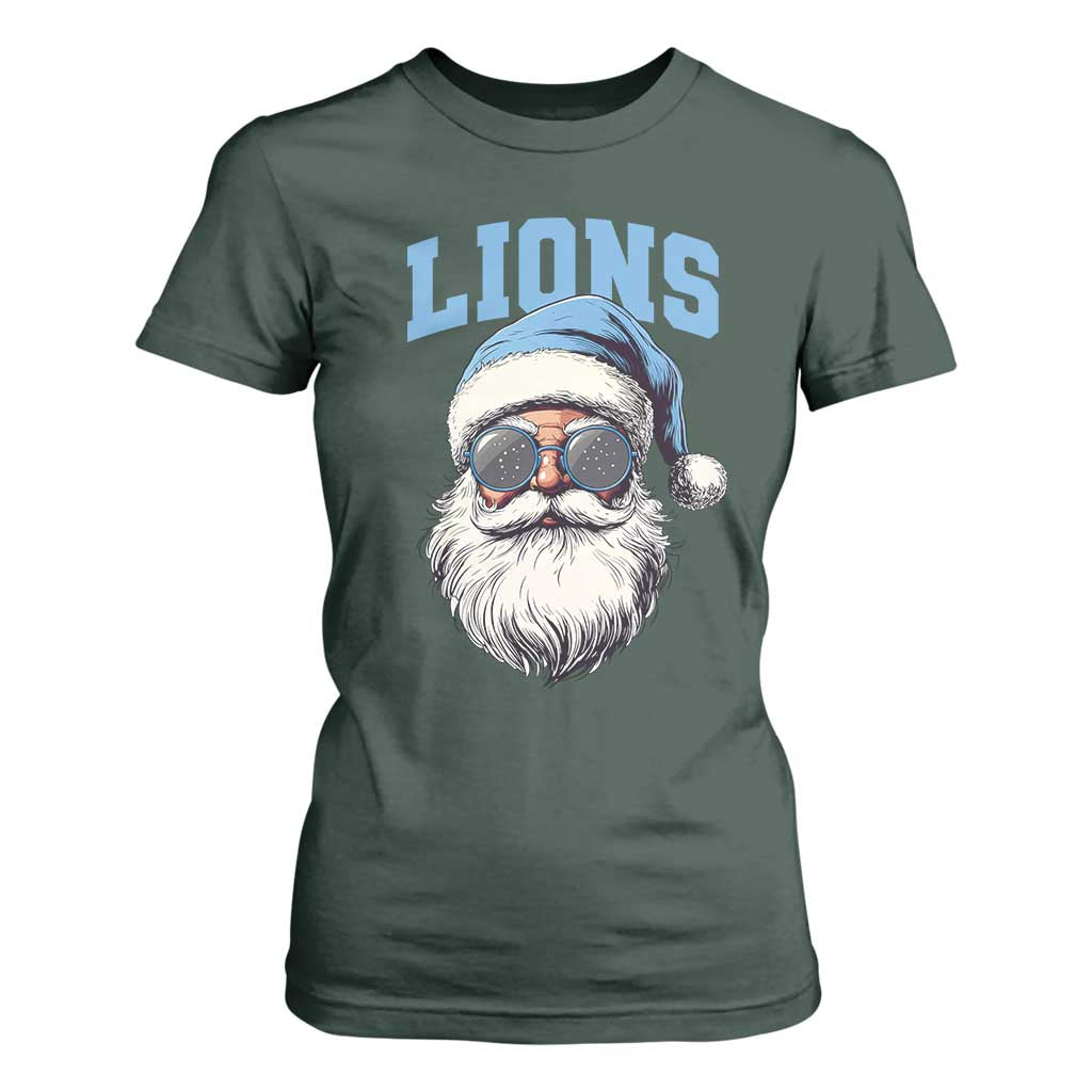 LF Football Christmas T Shirt For Women Vintage Santa Claus Face Game Day TS10 Dark Forest Green Print Your Wear