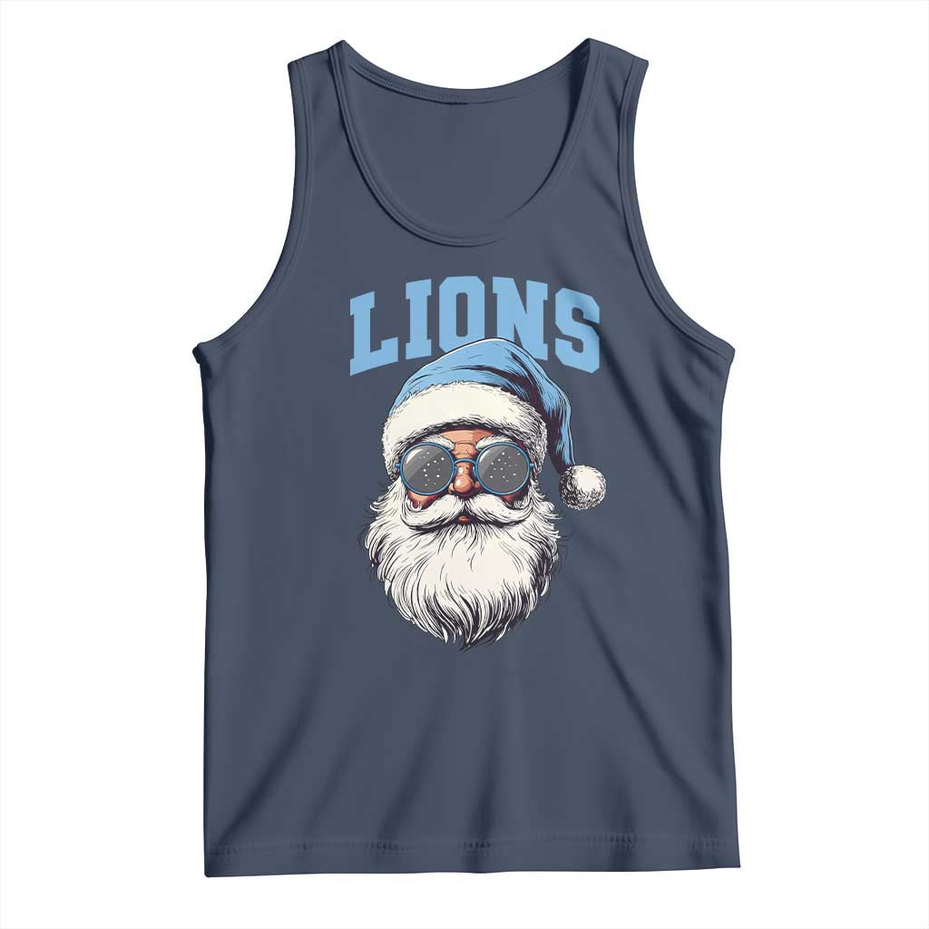 LF Football Christmas Tank Top Vintage Santa Claus Face Game Day TS10 Navy Print Your Wear