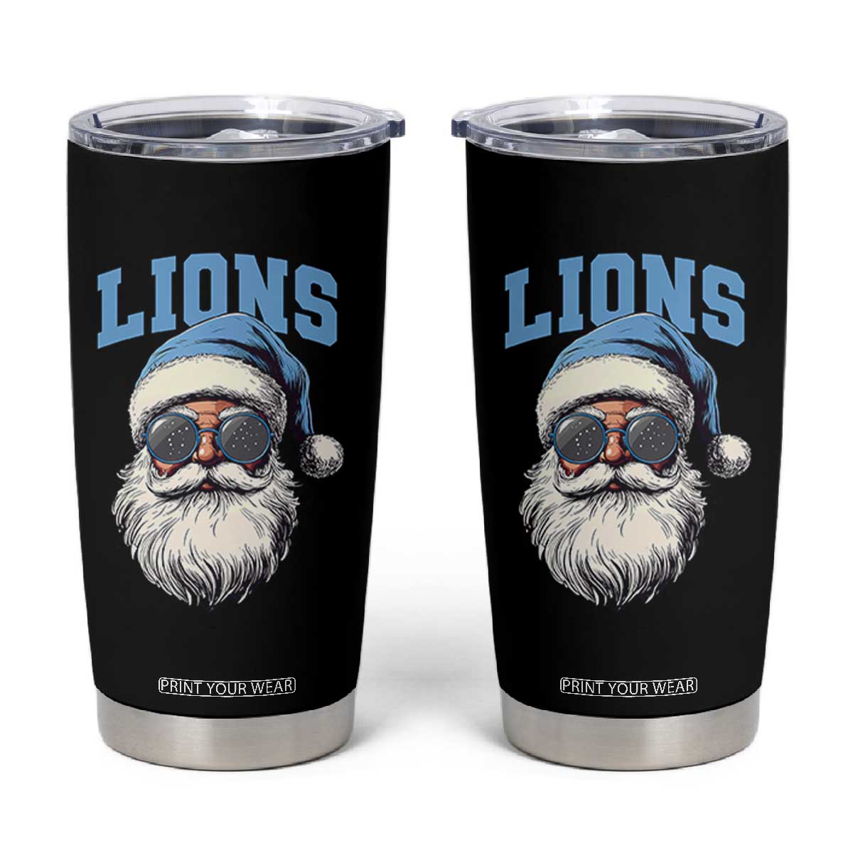 Detroit Football Christmas Tumbler Cup Vintage Santa Claus Face Game Day TS10 Black Print Your Wear