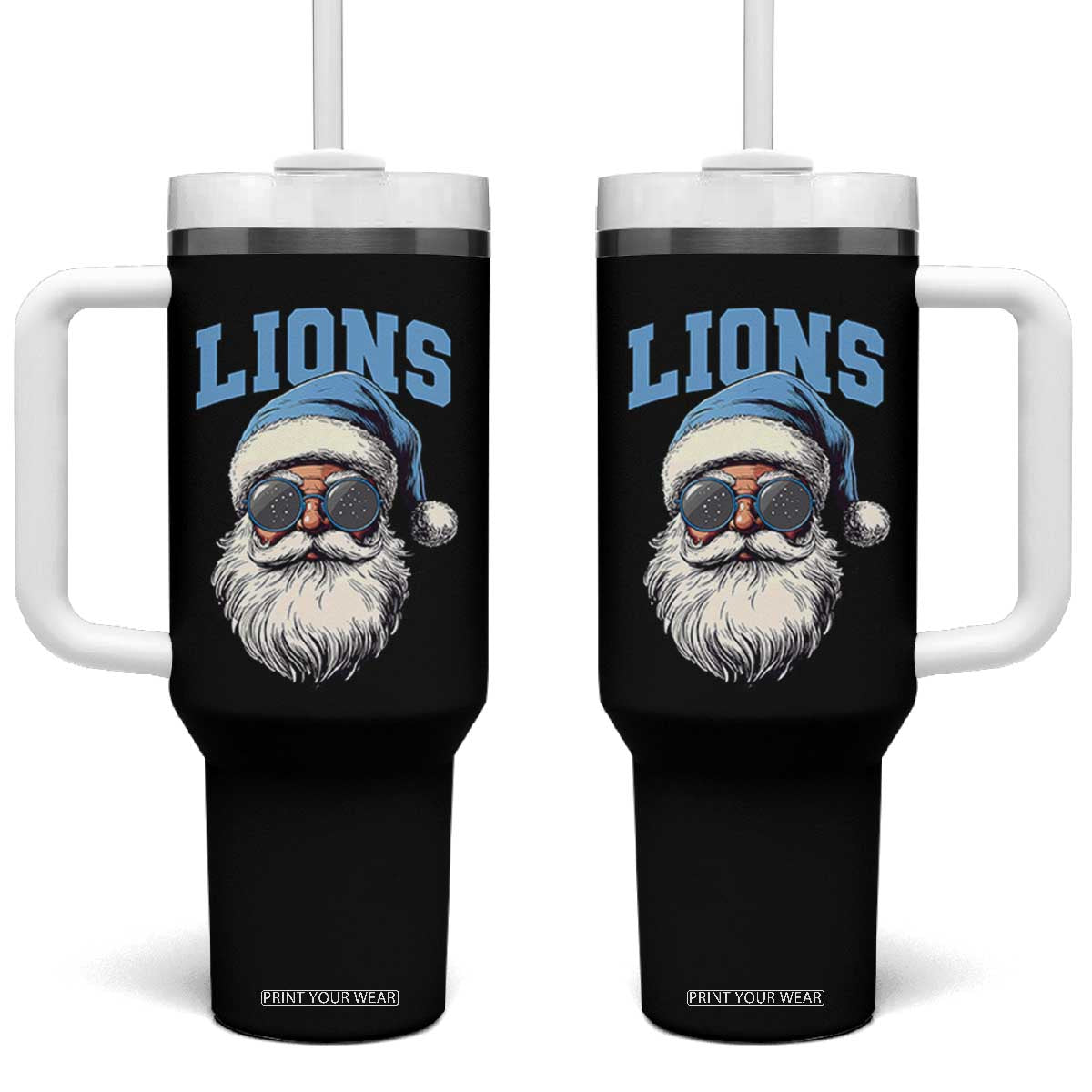 LF Football Christmas Tumbler With Handle Vintage Santa Claus Face Game Day TS10 One Size: 40 oz Black Print Your Wear