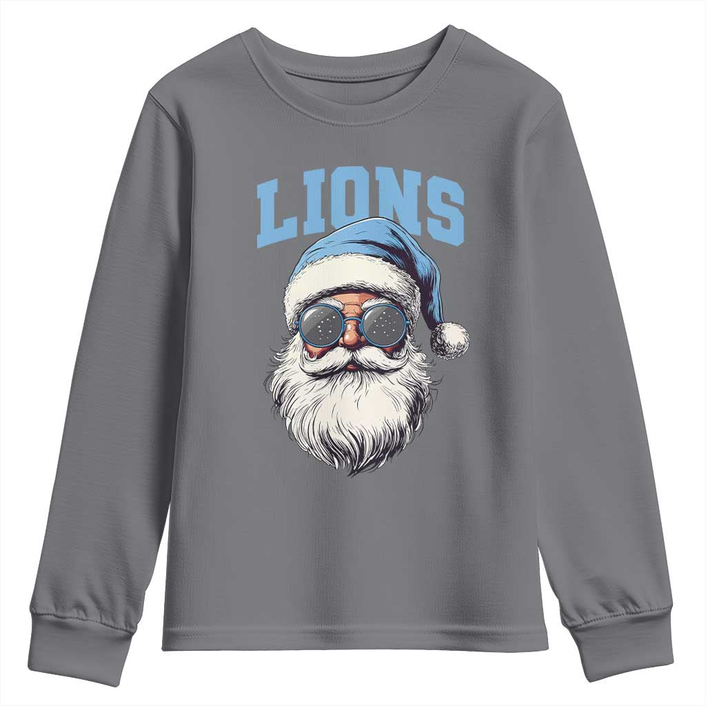 LF Football Christmas Youth Sweatshirt Vintage Santa Claus Face Game Day TS10 Charcoal Print Your Wear
