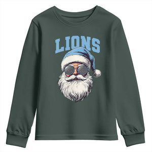LF Football Christmas Youth Sweatshirt Vintage Santa Claus Face Game Day TS10 Dark Forest Green Print Your Wear