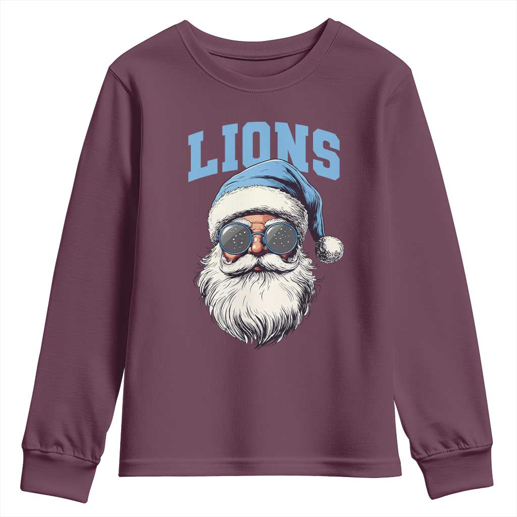 LF Football Christmas Youth Sweatshirt Vintage Santa Claus Face Game Day TS10 Maroon Print Your Wear
