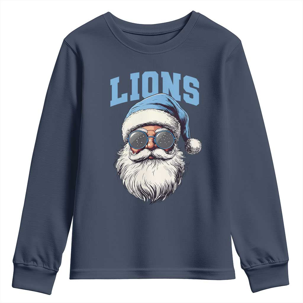 LF Football Christmas Youth Sweatshirt Vintage Santa Claus Face Game Day TS10 Navy Print Your Wear