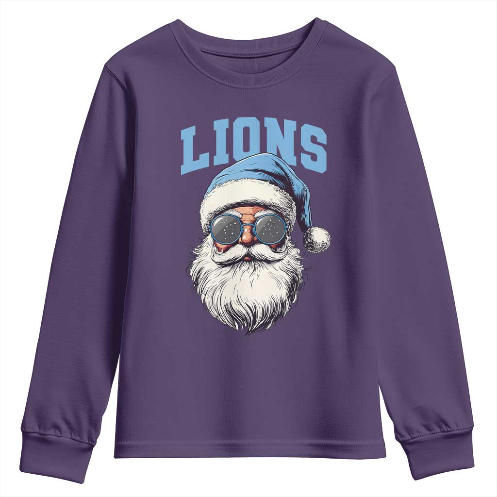LF Football Christmas Youth Sweatshirt Vintage Santa Claus Face Game Day TS10 Purple Print Your Wear