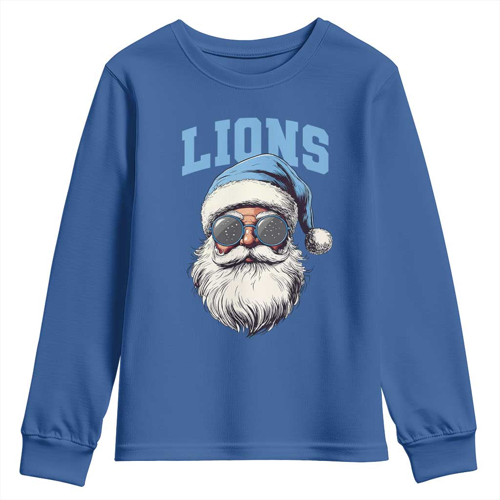 LF Football Christmas Youth Sweatshirt Vintage Santa Claus Face Game Day TS10 Royal Blue Print Your Wear