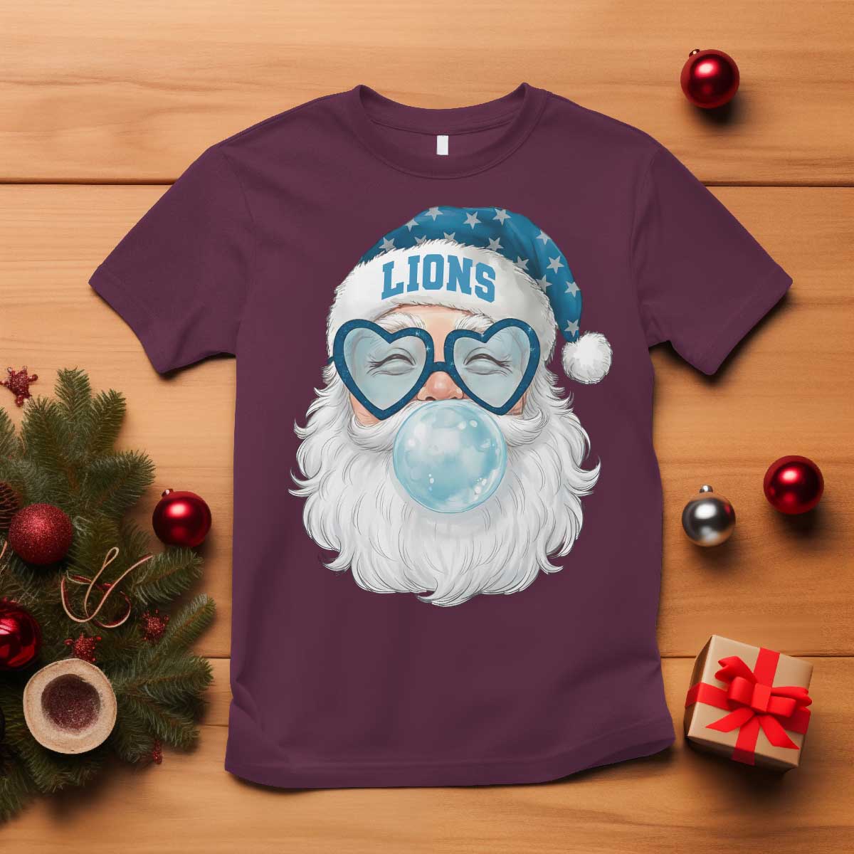 Christmas LF T Shirt Vintage Retro Santa Bubble Gum Game Day TS10 Maroon Print Your Wear