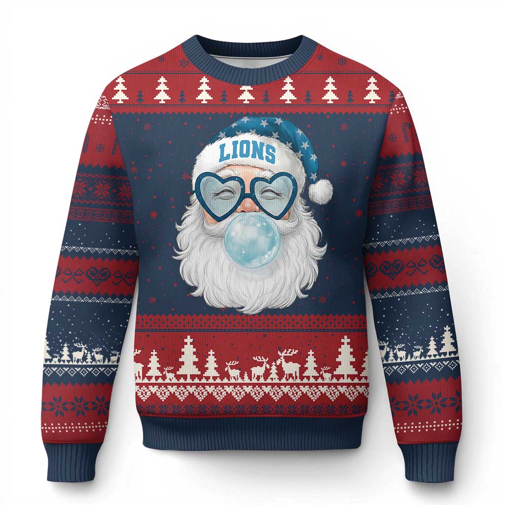 Christmas LF Ugly Christmas Sweater Vintage Retro Santa Bubble Gum Game Day TS10 Navy Red Print Your Wear