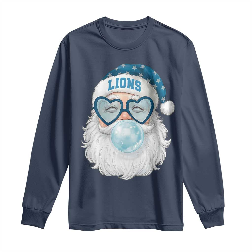 Christmas LF Long Sleeve Shirt Vintage Retro Santa Bubble Gum Game Day TS10 Navy Print Your Wear